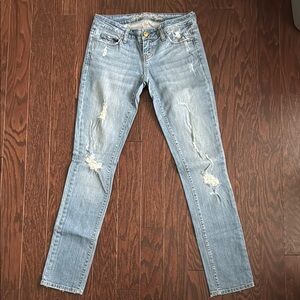 Blue Skinny Distressed Jeans with Vintage Look